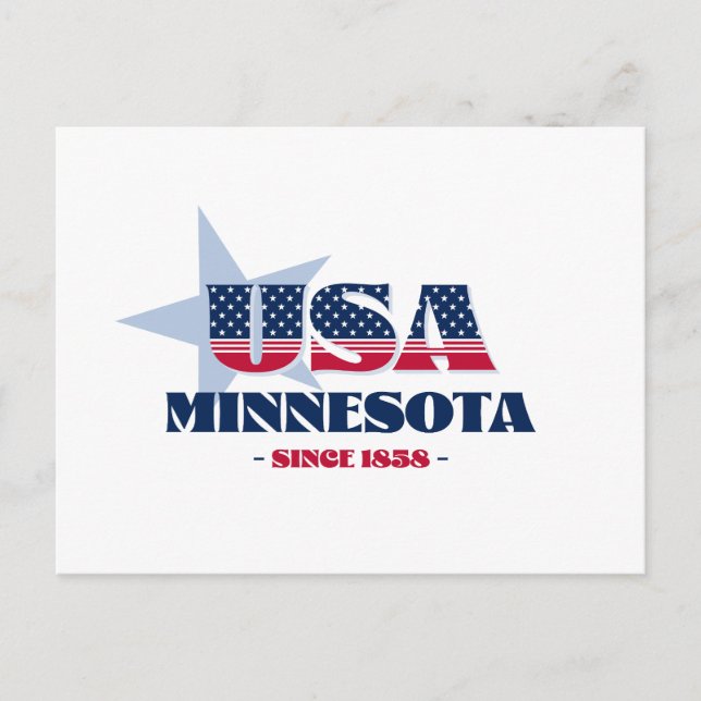 Minnesota in roter, weißer und blauer Postkarte (Vorderseite)