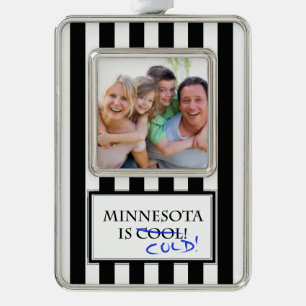 Minnesota ist cool Rahmen-Ornament silber