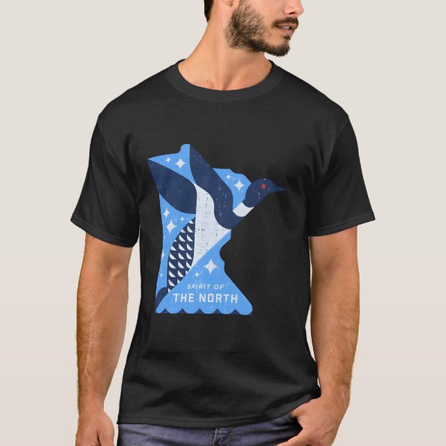 Minnesota-Karte mit einem starken Vogelgeflecht im T-Shirt (Vorderseite)