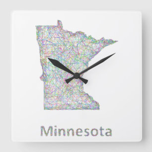 Minnesota-Karte Quadratische Wanduhr