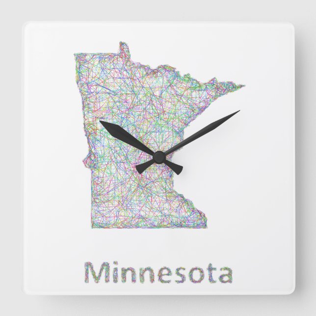Minnesota-Karte Quadratische Wanduhr (Vorderseite)