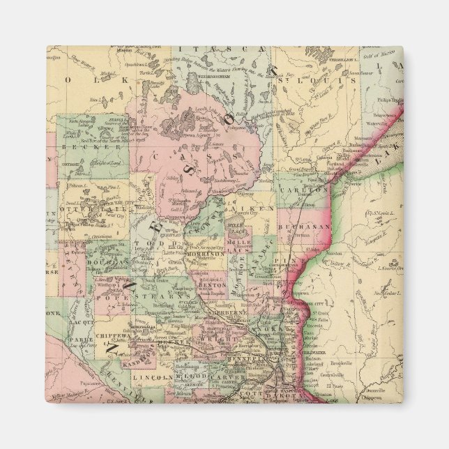 Minnesota Karte von Mitchell Magnet (Vorne)