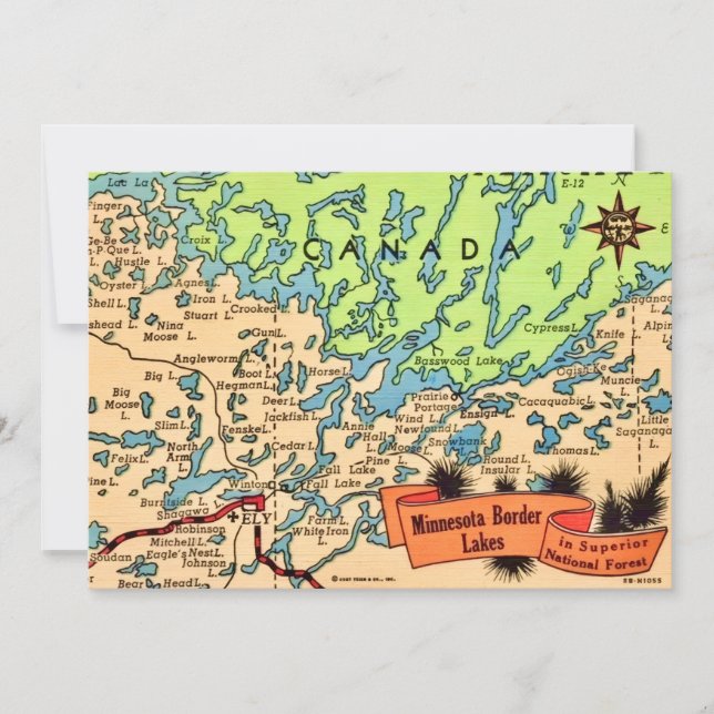 Minnesota Lakes Map Card Dankeskarte (Vorderseite)