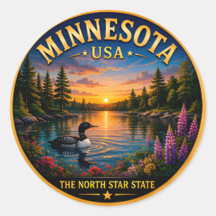 Minnesota Land der Seen Urlaubserinnerungen 🟡 Runder Aufkleber