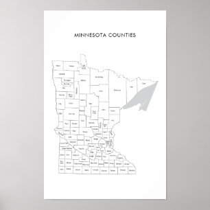 Minnesota-Landkreis-Karte mit Landkreis-Namen Poster