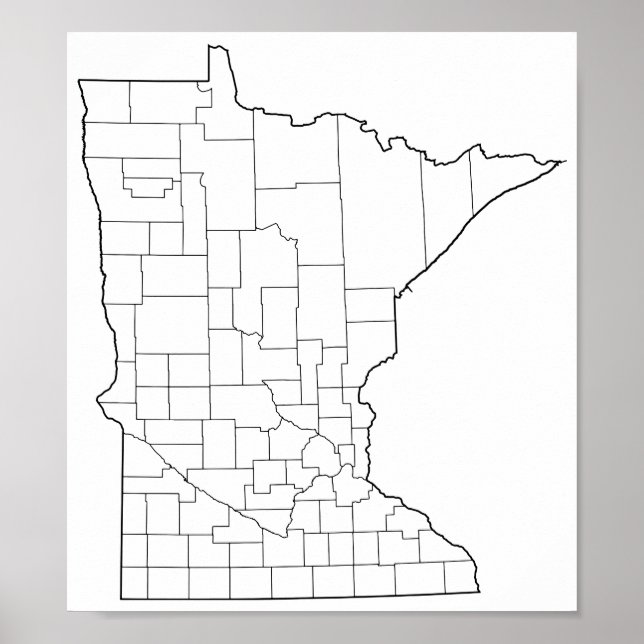 Minnesota Landkreises Leere Kontur Karte Poster (Vorne)