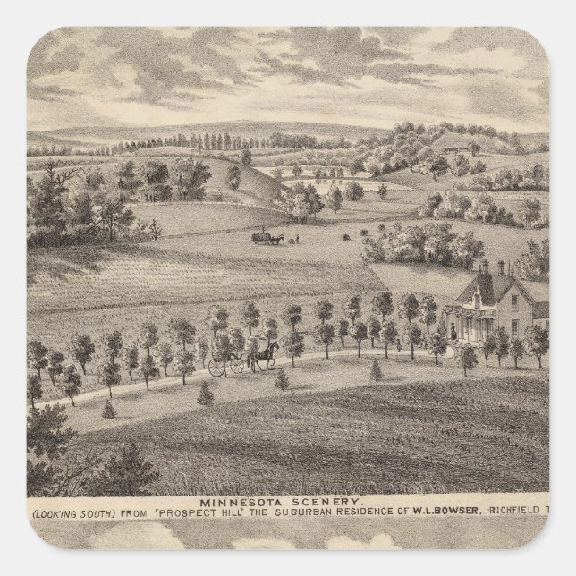 Minnesota-Landschaft im Tal des Toten Flusses Quadratischer Aufkleber (Vorderseite)