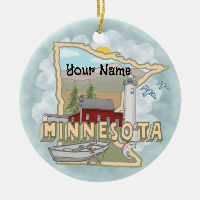 Minnesota Leuchtturm Keramik Ornament (Vorne)