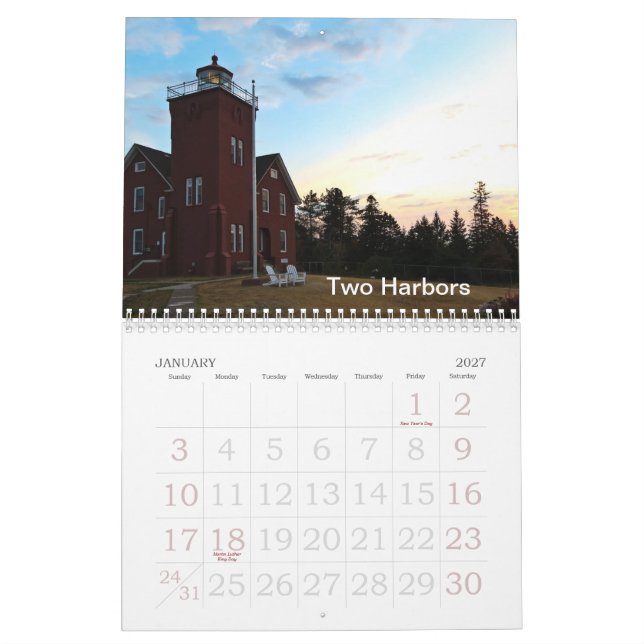 Minnesota-Leuchttürme Kalender (Jan 2027)