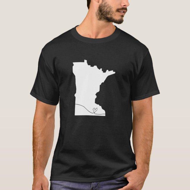 Minnesota Liebe Heart Zuhause Staat Mittelwestlich T-Shirt (Vorderseite)