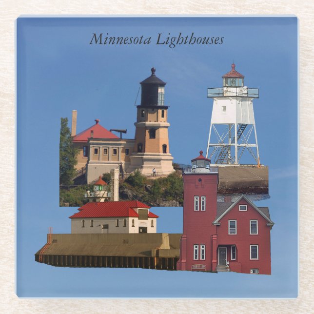 Minnesota Lighthouses Glas Untersetzer (Vorderseite)