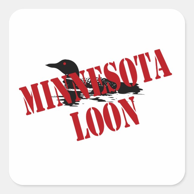 Minnesota Loon Quadratischer Aufkleber (Vorderseite)