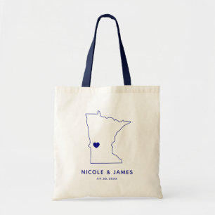 Minnesota Map Wedding Welcome Bag Tasche, Marine Tragetasche