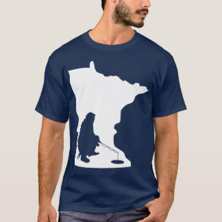 Minnesota MN State Map Ice Fishing T-Shirt