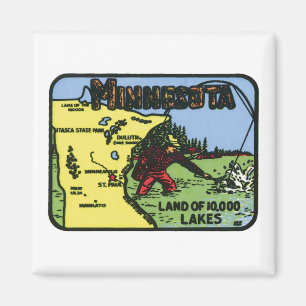 Minnesota MN Vintage Etikett Magnet