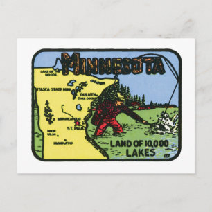 Minnesota MN Vintage Etikett Postkarte
