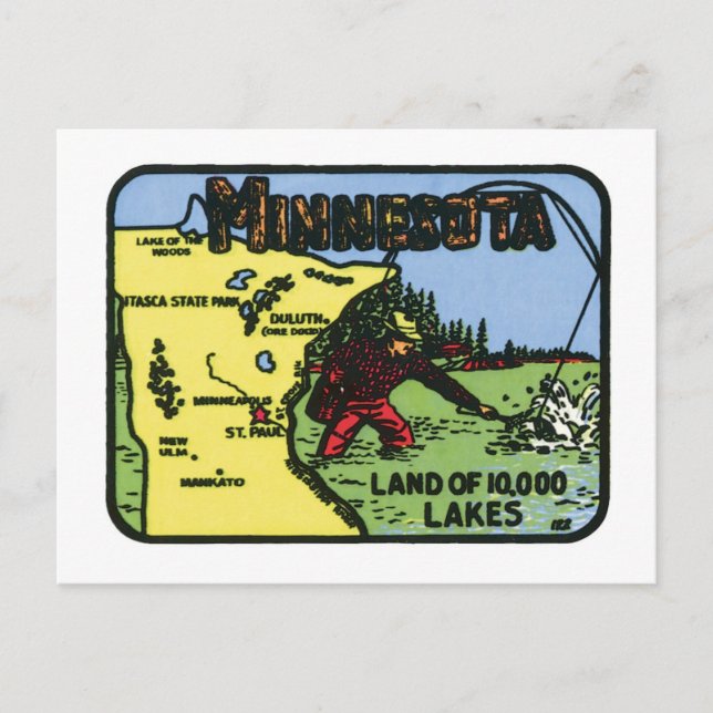 Minnesota MN Vintages Etikett Postkarte (Vorderseite)