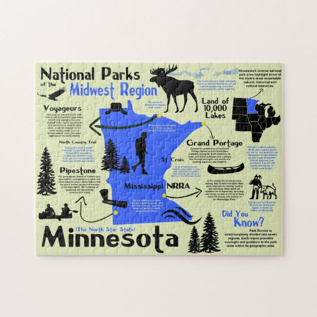 Minnesota National Parks Infografik Karte Puzzle (Horizontal)
