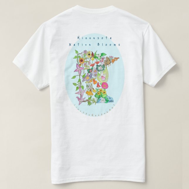 Minnesota Native Blooms T - Shirt Blume, Pilze (Design Rückseite)