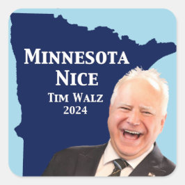 Minnesota Nice Tim Walz Quadratischer Aufkleber