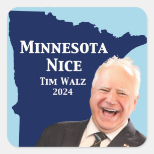 Minnesota Nice Tim Walz Quadratischer Aufkleber