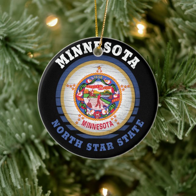 MINNESOTA NORTH STAR STAAT FLAG KERAMIK ORNAMENT (Baum)