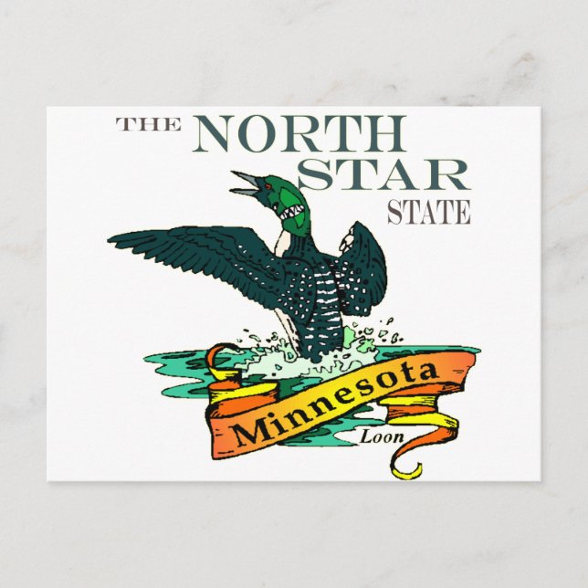 Minnesota North Star Staat Loons Postkarte (Vorderseite)