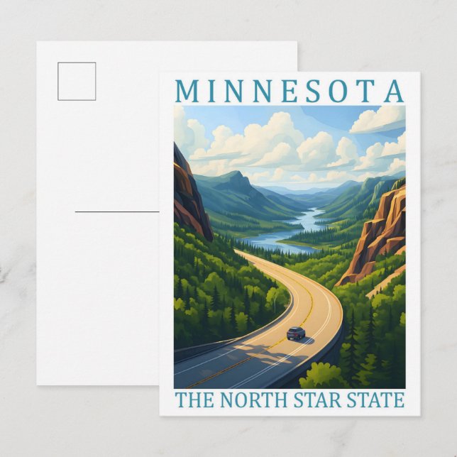 Minnesota North Star Staat USA Travel Place Postkarte (Vorne/Hinten)