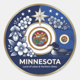 Minnesota North Star State Erbe ⭐ Runder Aufkleber