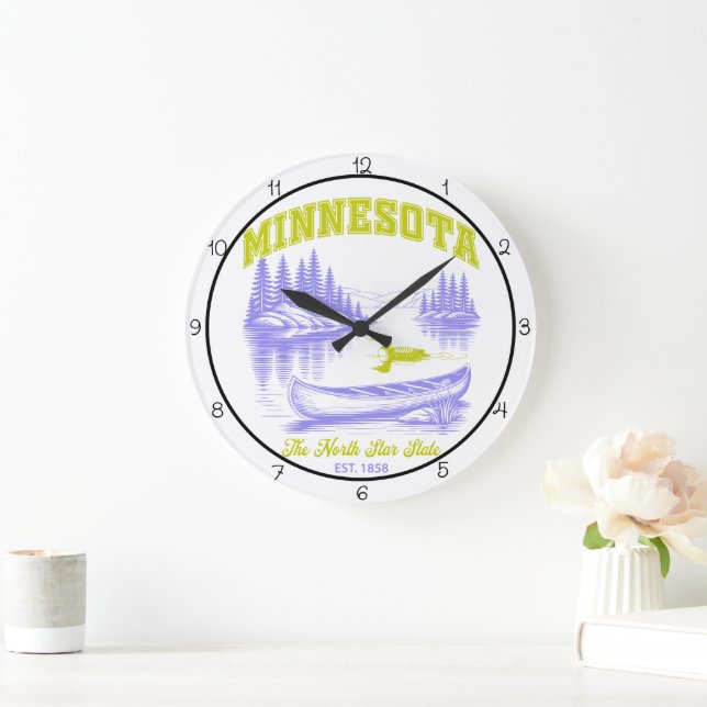 Minnesota North Star State Lake  Große Wanduhr (Zuhause)