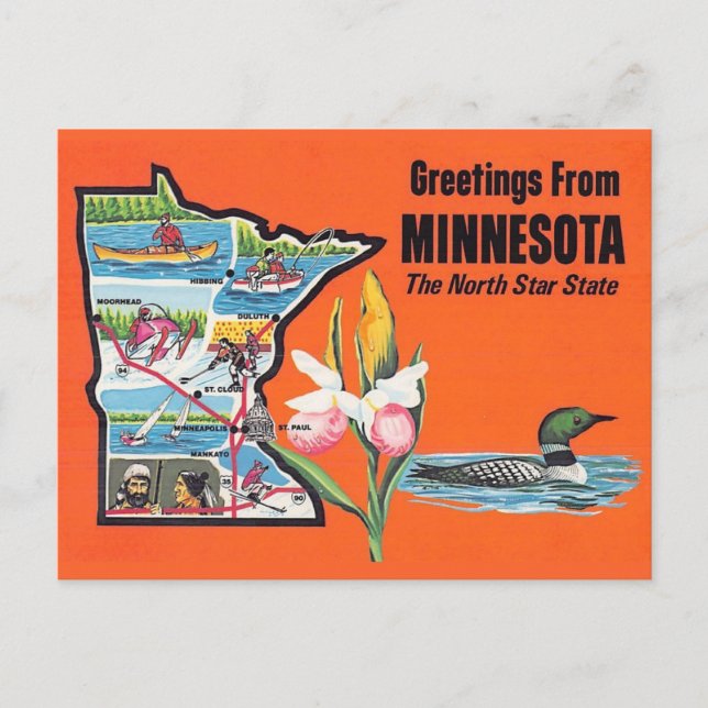 Minnesota North Star State Postkarte (Vorderseite)