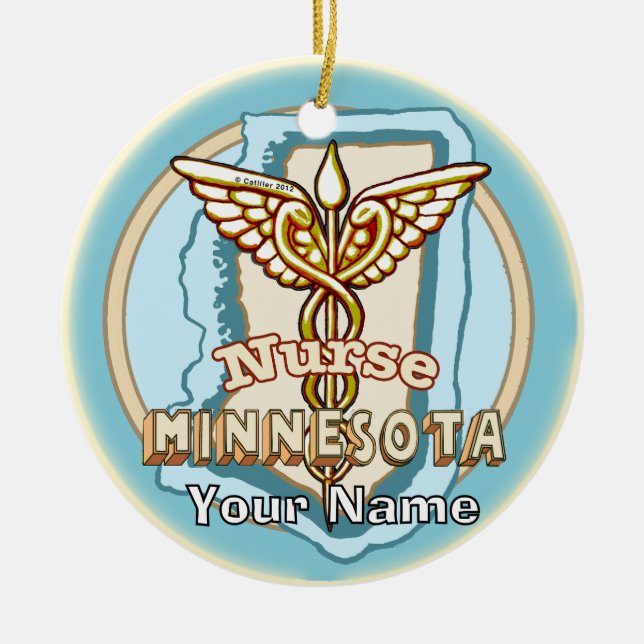 Minnesota Nurse Caduceus  Keramik Ornament (Vorne)