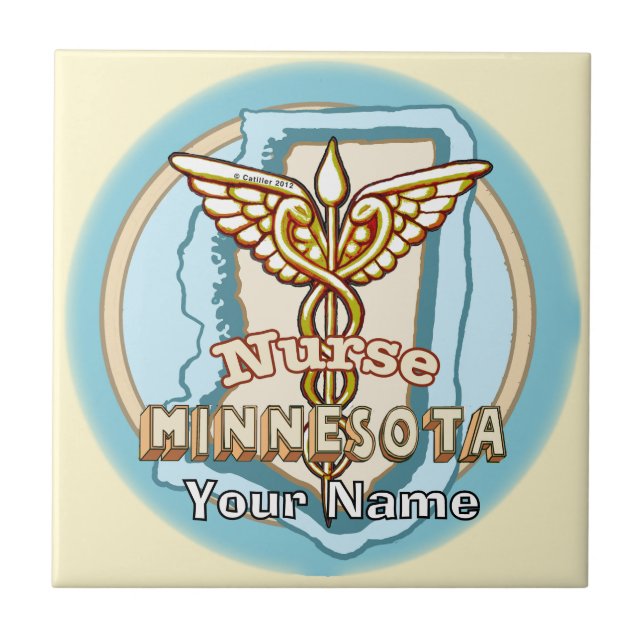 Minnesota Nurse Caduceus Tile Fliese (Vorderseite)