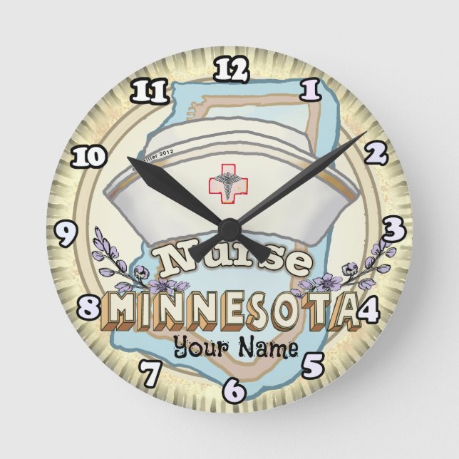 Minnesota Nurse Runde Wanduhr (Vorderseite)