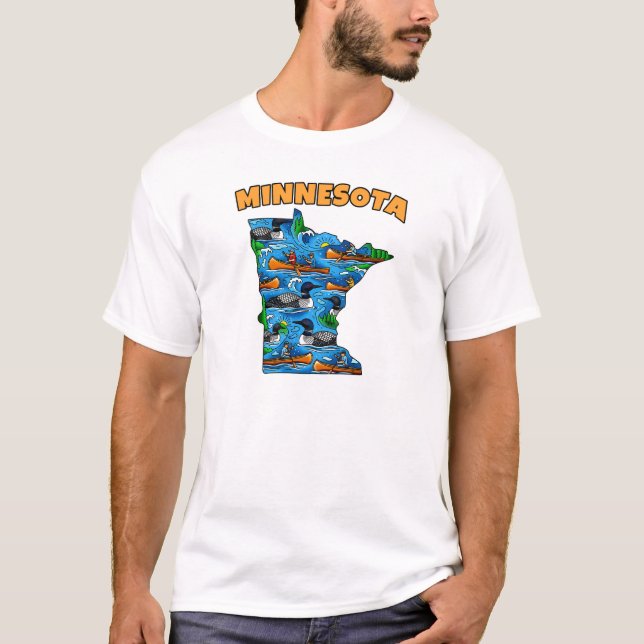 Minnesota Outline Tattoo-Stil T-Shirt (Vorderseite)