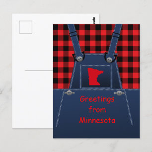 Minnesota Overalls Buffalo Kariert Postkarte