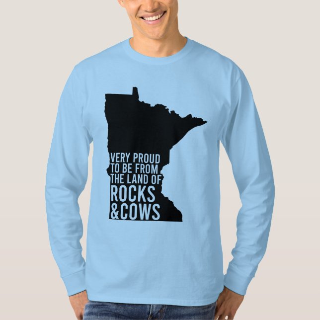 Minnesota Proud Rocks and Cows Funny T-Shirt (Vorderseite)