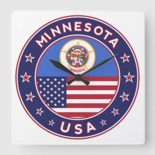 Minnesota Quadratische Wanduhr