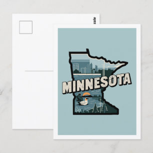 Minnesota Retro-Reise Design Ikonische US-Bundesst Postkarte