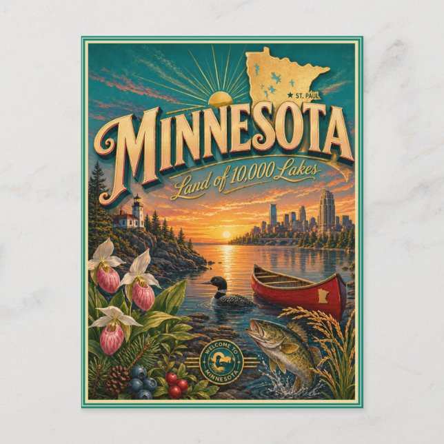Minnesota Retro Reise Souvenir Postkarte (Vorderseite)