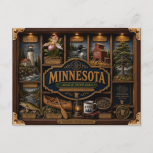 Minnesota-Schattenschachtel-3D-Figur-Staat Postkarte