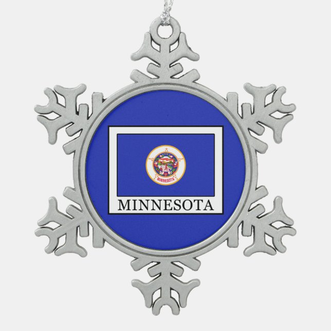 Minnesota Schneeflocken Zinn-Ornament (Vorderseite)