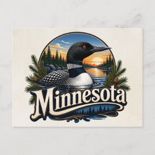Minnesota Seetaucher Staat Vogel Kunst Postkarte