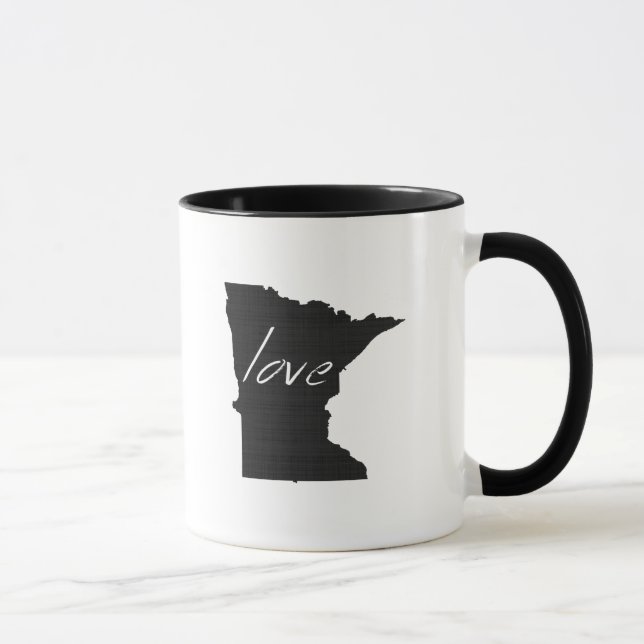 Minnesota Shaped Black Chalkboard Minnesotan Liebe Tasse (Rechts)