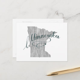 Minnesota Shaped Vintag Gray Typografy Name Postkarte