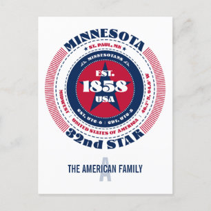 Minnesota, St. Paul, MN, Patriotic, Monogram Postkarte