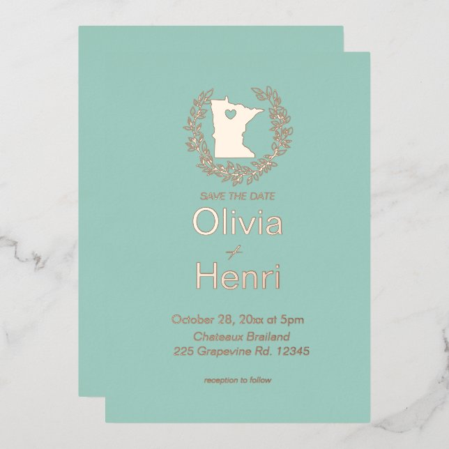 Minnesota Staat Hochzeit in Urlaubsort Folieneinladung (Vorderseite/Rückseite)