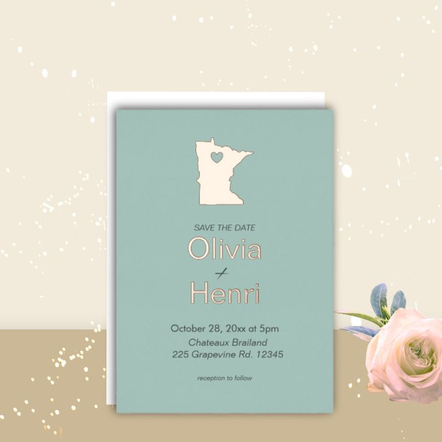 Minnesota Staat Hochzeit in Urlaubsort Save the Da Folieneinladung (Von Creator hochgeladen)