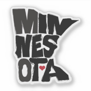 Minnesota Staat Karte Typografie mit Herz Aufkleber