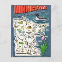 Minnesota Staat Map Postkarte